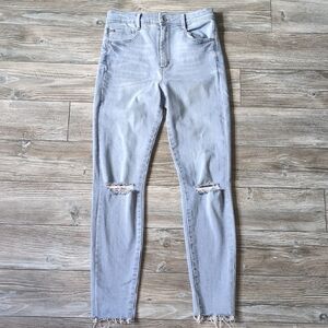 TractrBLU Light Blue Distressed High-Rise Skinny Jeans Size 26